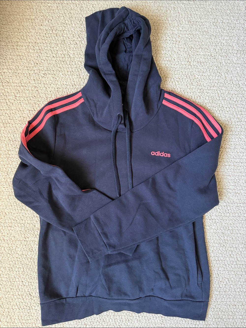 adidas Women's navy Hoodie with Pink Stripe Accents